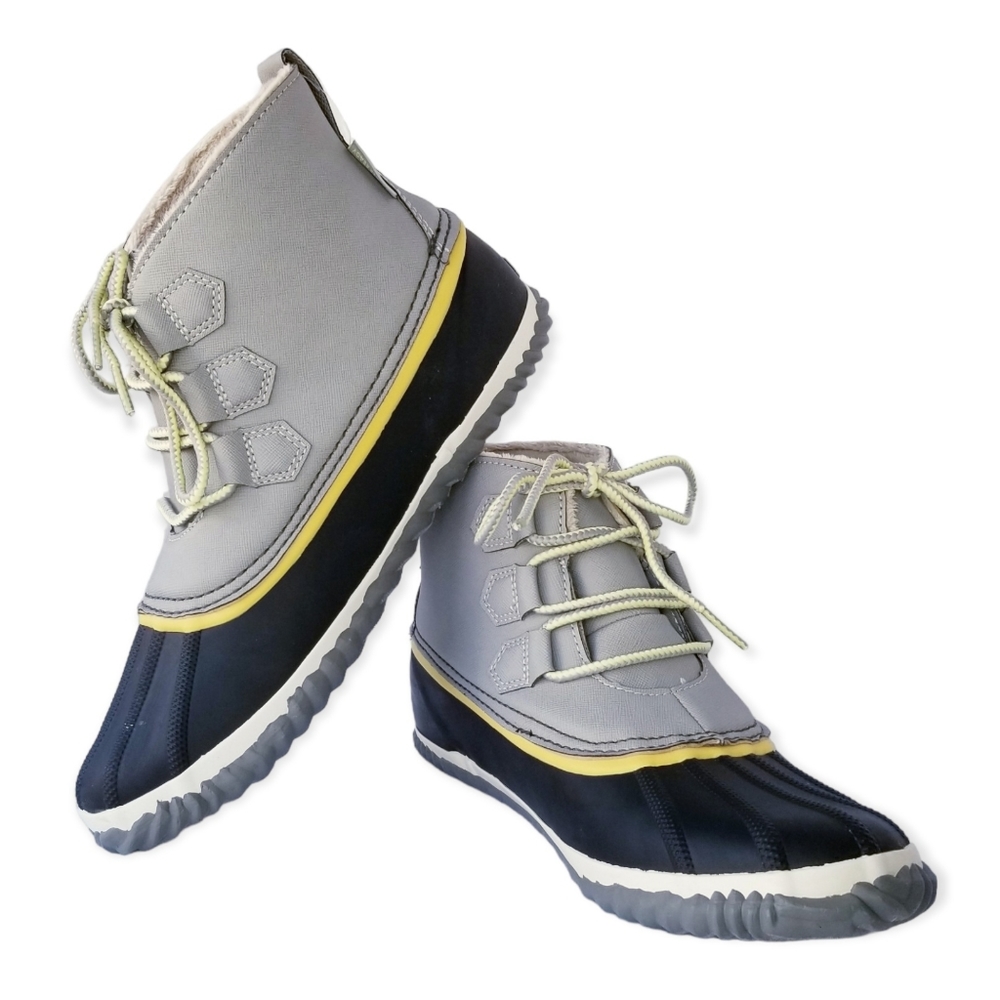 JBU by Jambu "Nala" Grey and Yellow Duck Boots Woman's Size 10 - Picture 2 of 11